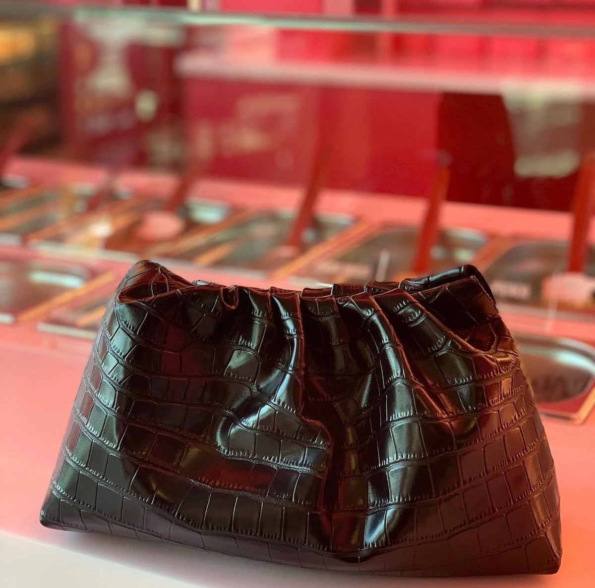 Noir Croc Pouch